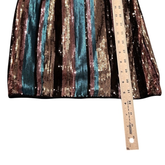 LULUS Multicolor Sequin Bodycon Mini Dress sz S Stripe Sleeveless Stretchy Lined - Picture 6 of 10